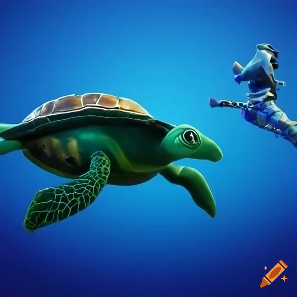 Sea turtle playing video game