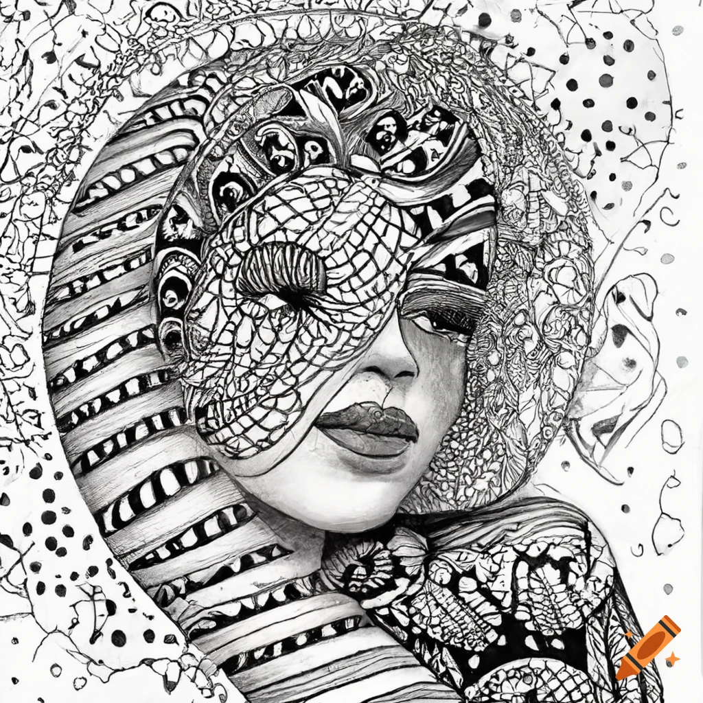 Zentangle artwork symbolizing mother's love and dedication in black and white