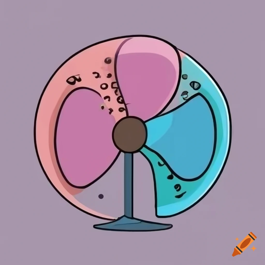 Cartoon fan with thick outlines and solid color