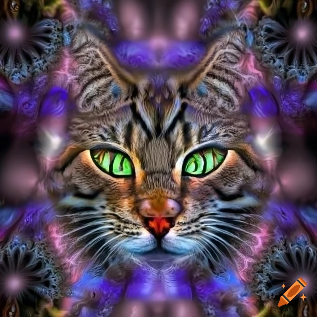 Regal tabby cat in fractal style