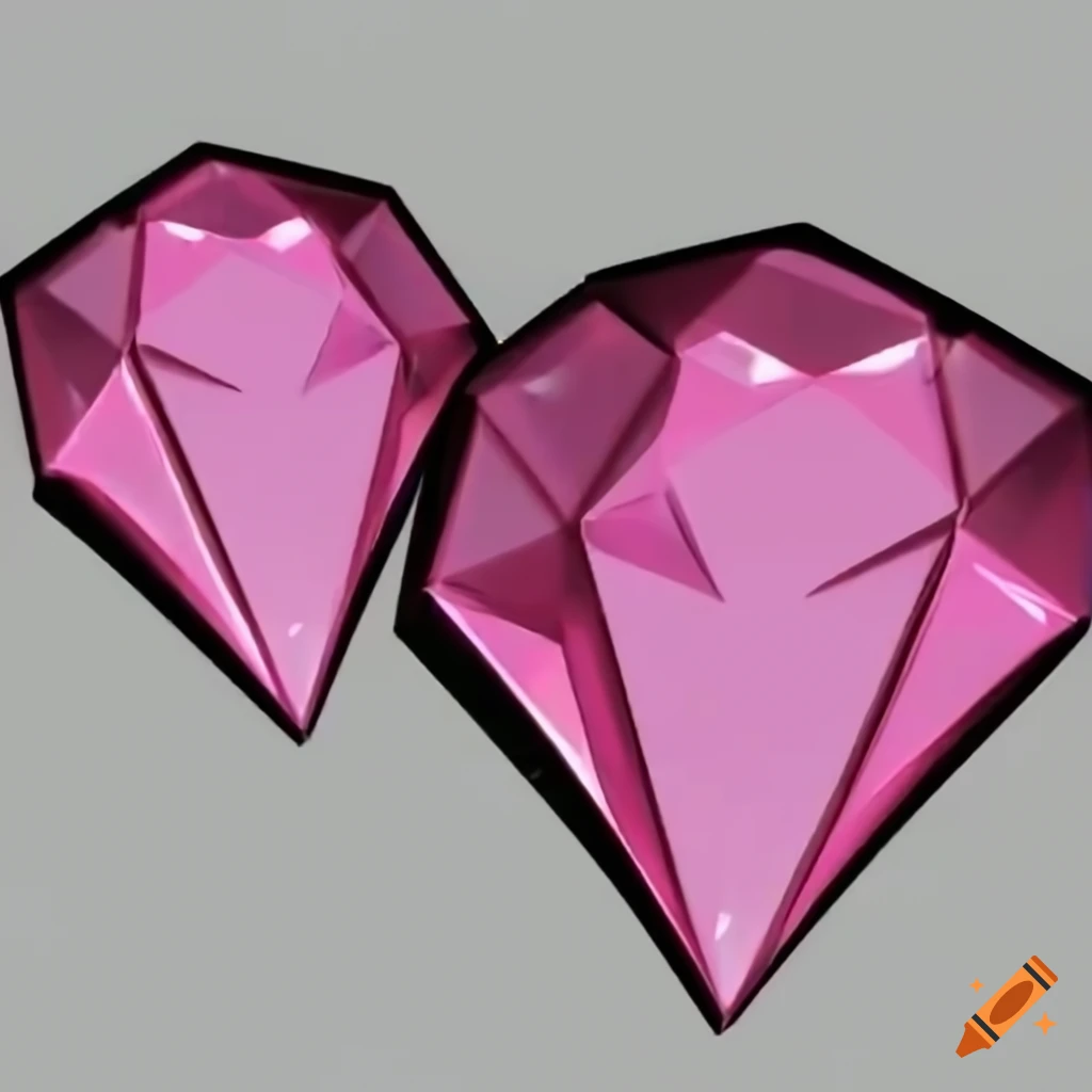 Shiny 3D pink diamond with anime-style 2000's Japanese text