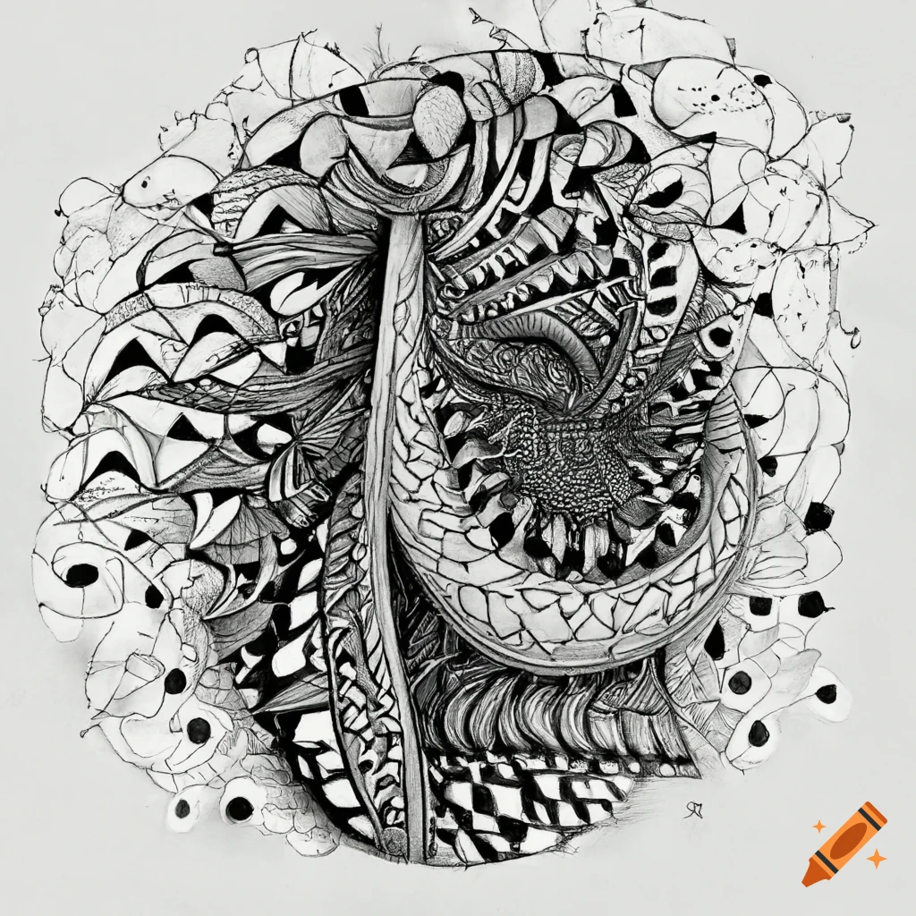 Zentangle artwork in black and white, representing self-exploration and finding one's own pace