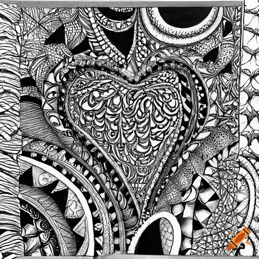 Zentangle artwork in black and white, representing self-exploration and finding one's own pace