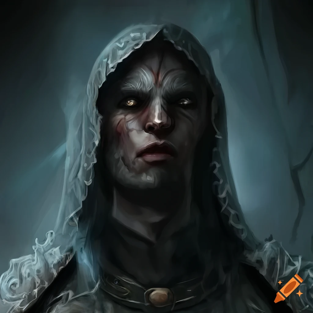 Intricate portrait of male human warrior in dungeon setting