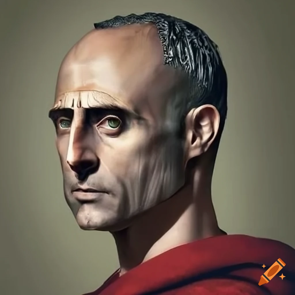 Mark Strong as Julius Caesar in roman general armor