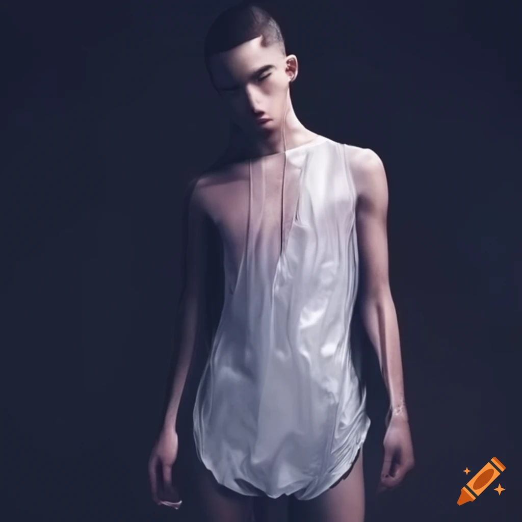 Wet male models showcasing high fashion jersey shirts in the rain
