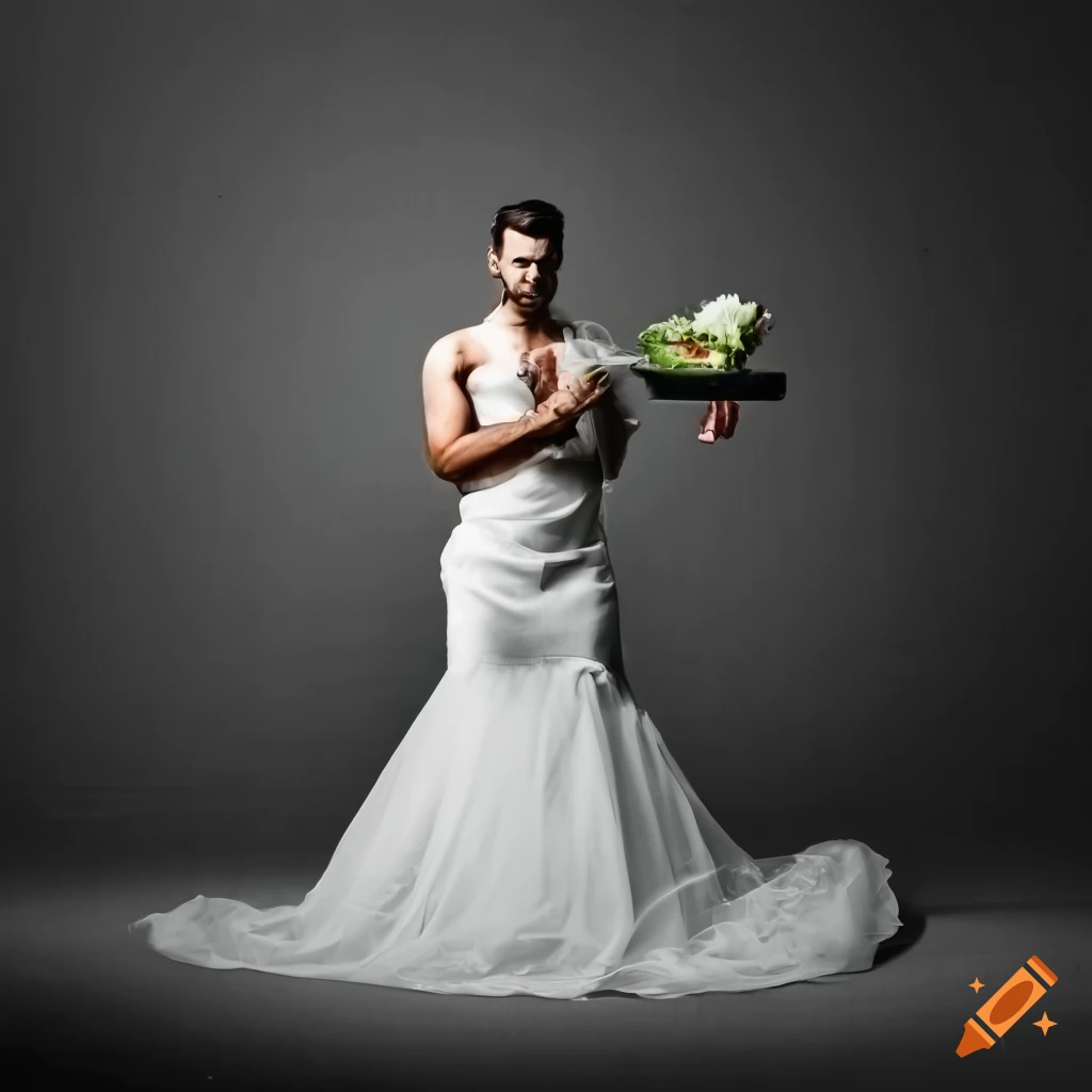 Man in morning dress at wedding holding a salad spinner