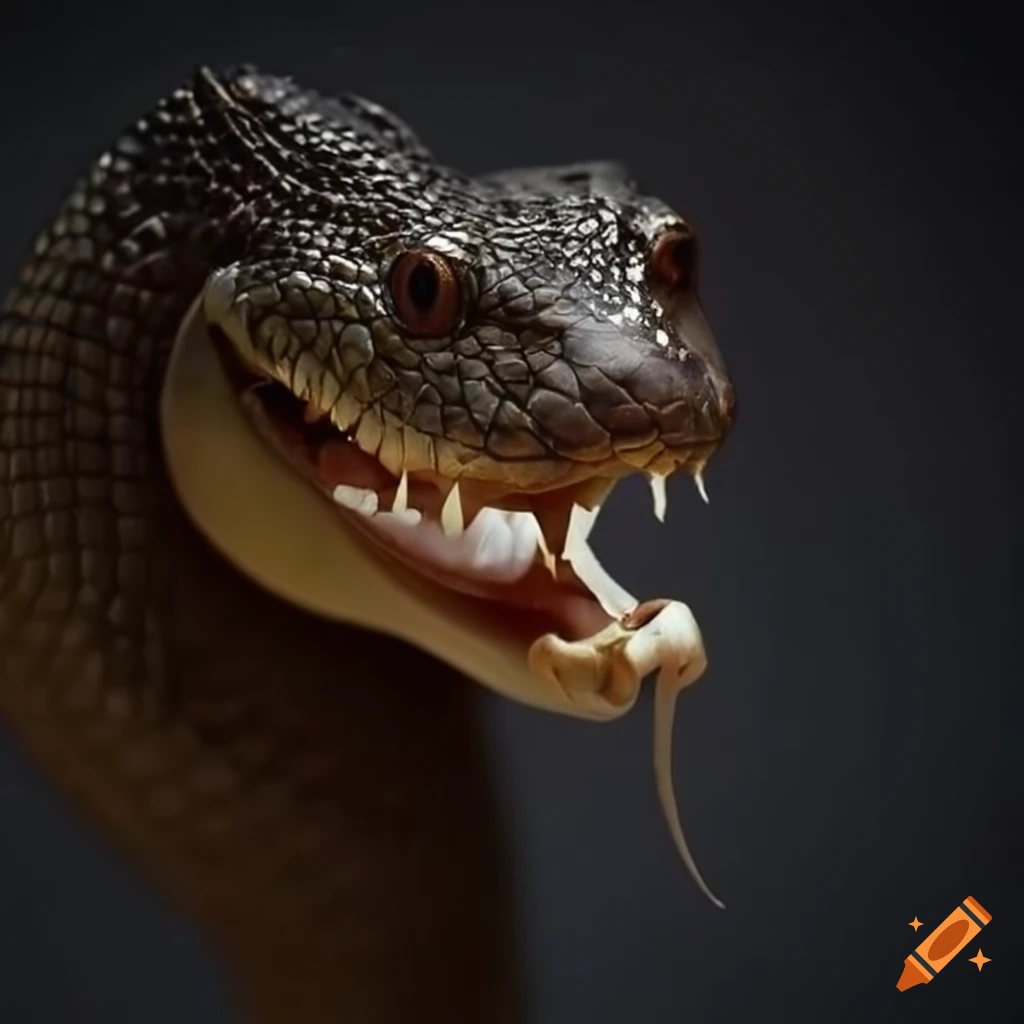 Hybrid creature with a snake head and crocodile body