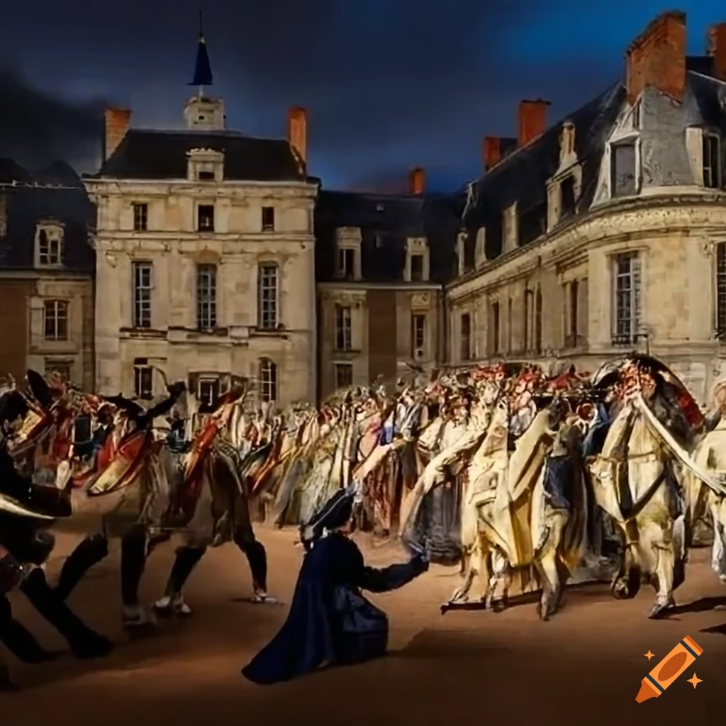 Historical scene of storming a French castle during the French Revolution
