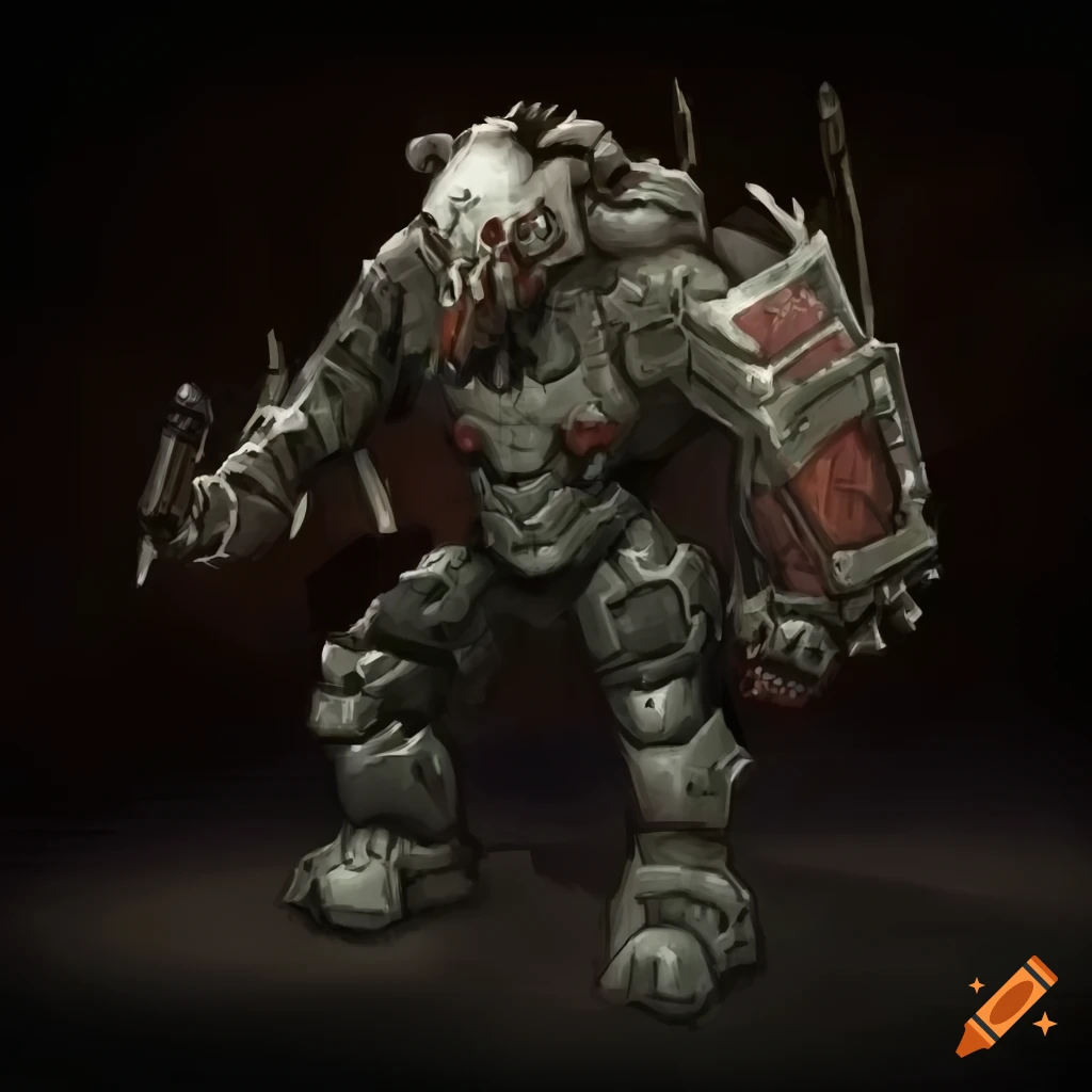 Cybernetic goatman heavy guard with a flail inspired by Doom: Tiberium Wars