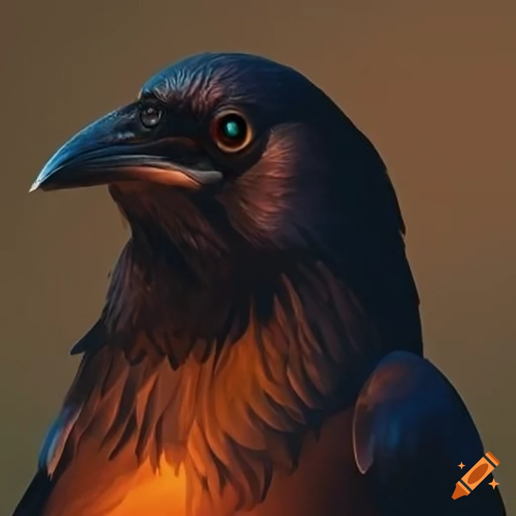 Crow with sandfeather