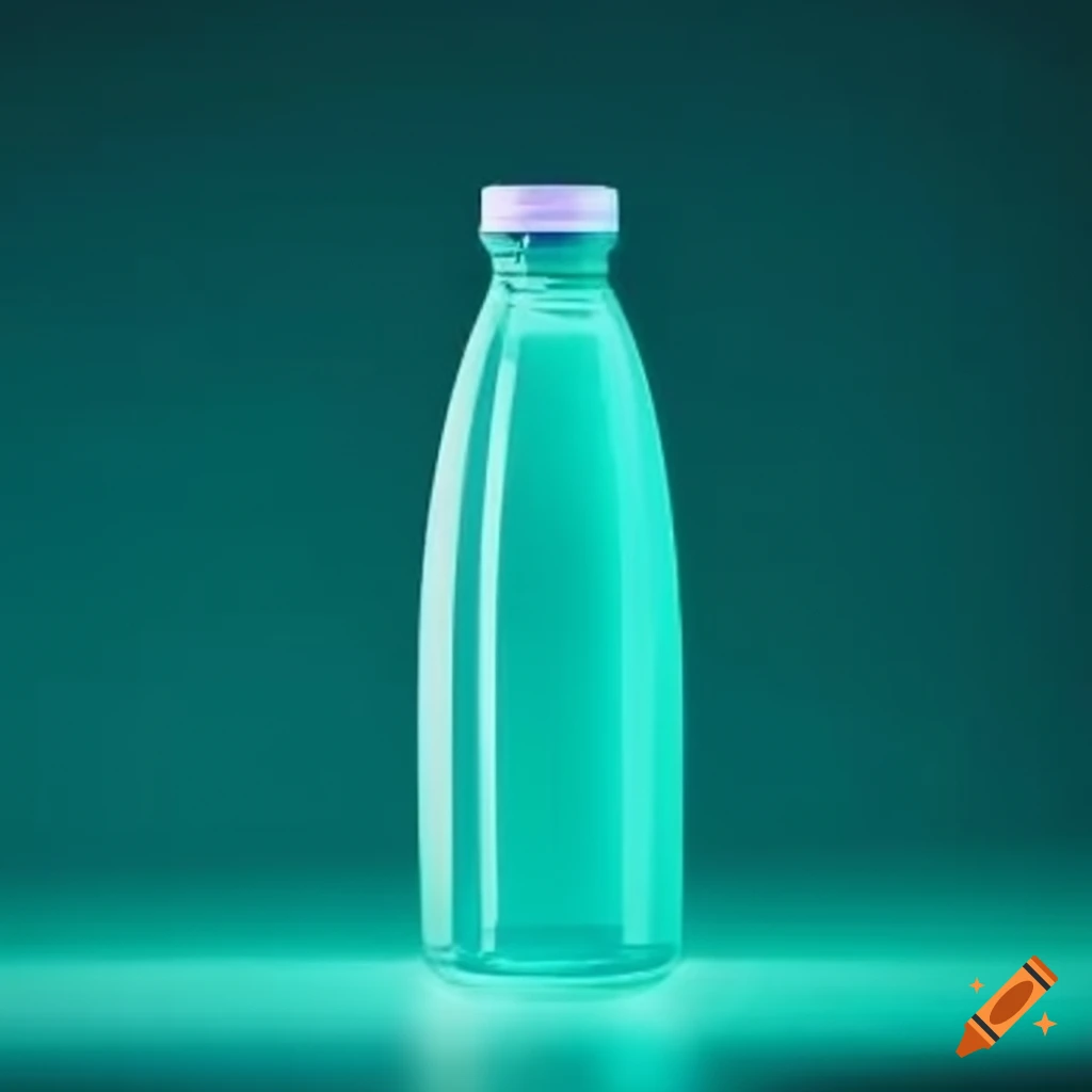 Cleaning product in transparent 1-liter packaging with aqua green liquid