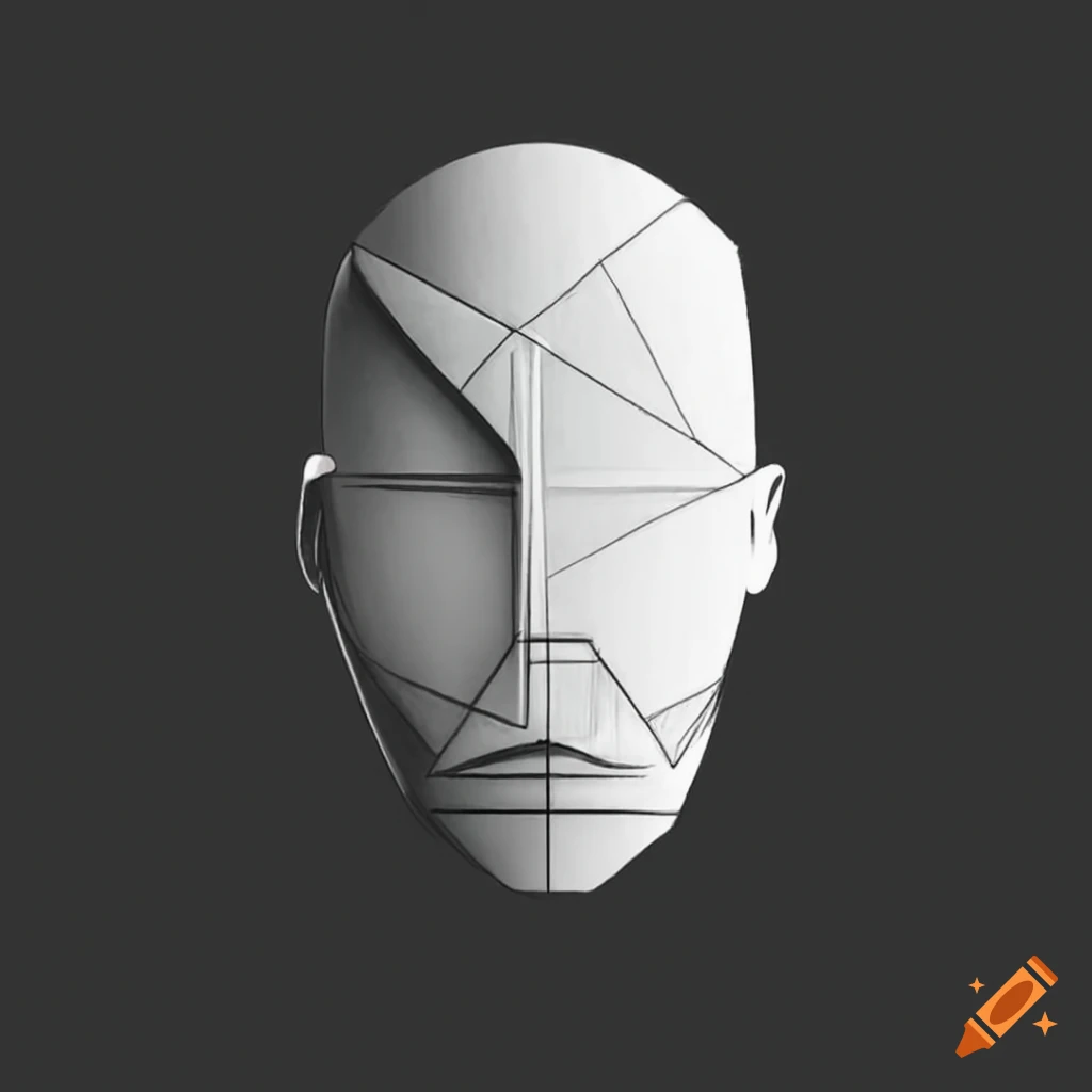Tattoo idea of faceless face with geometric wave emanating from the brain