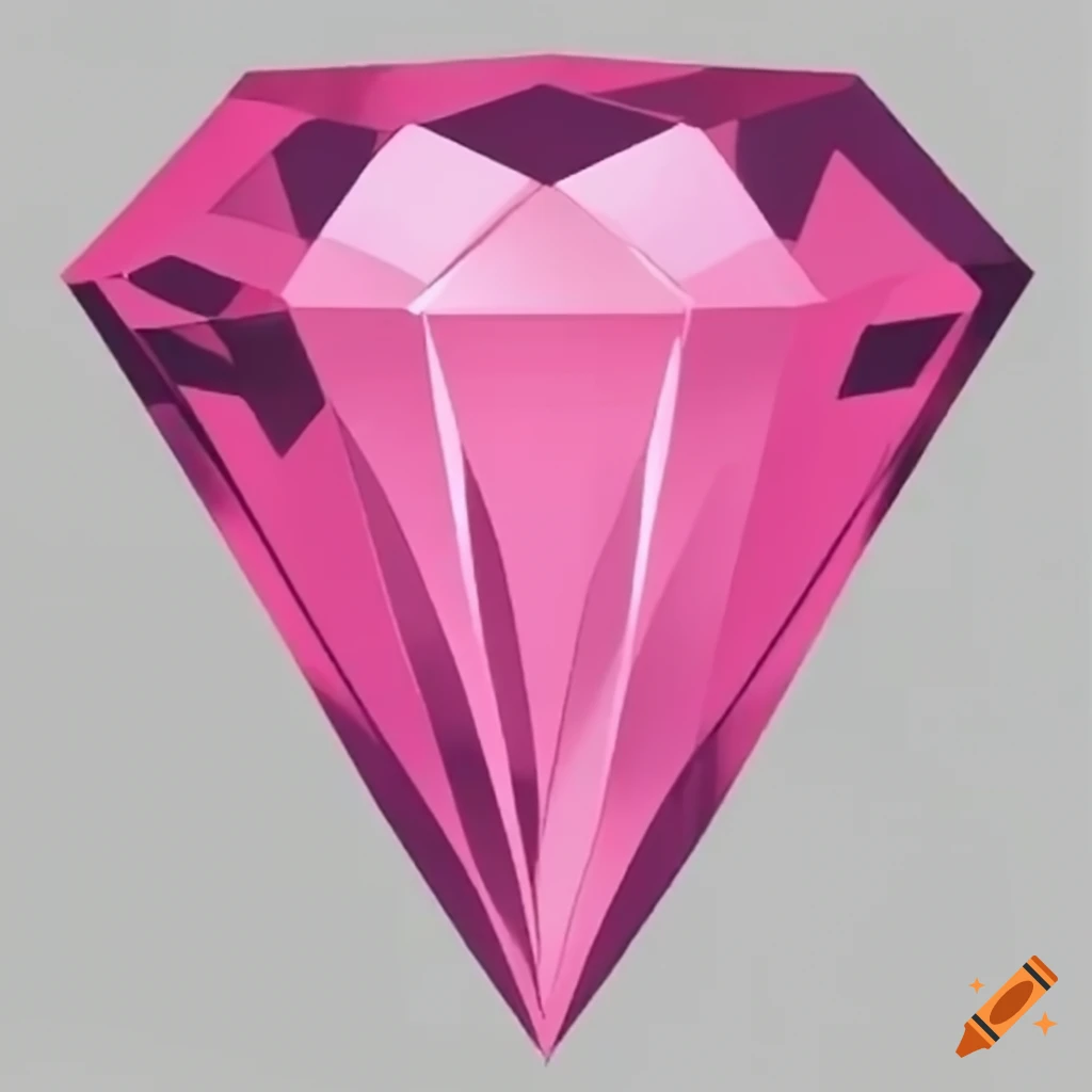Shiny 3D pink diamond with anime-style Japanese text
