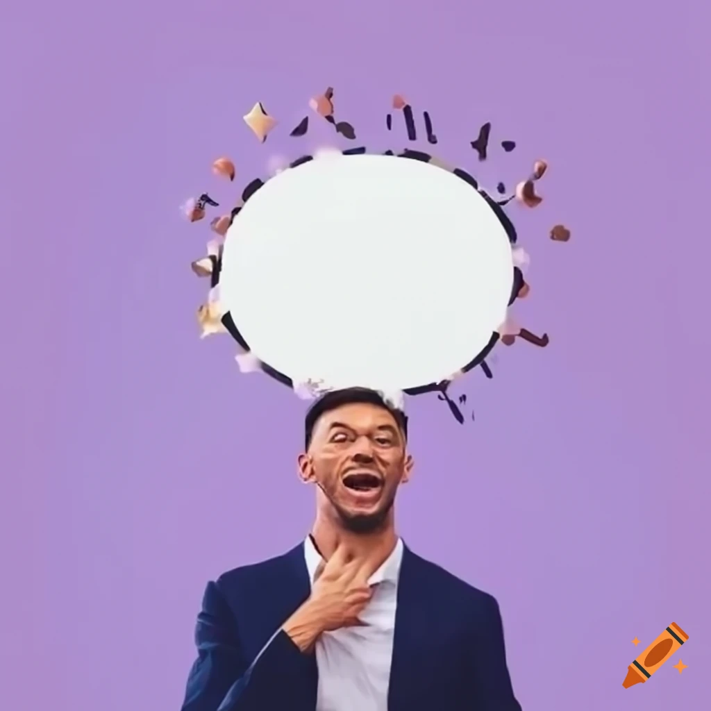 Man expressing delight in speech bubble