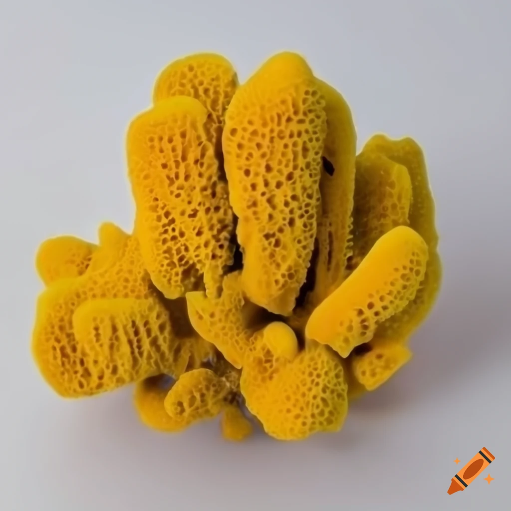 Yellow sponge coral on a white background