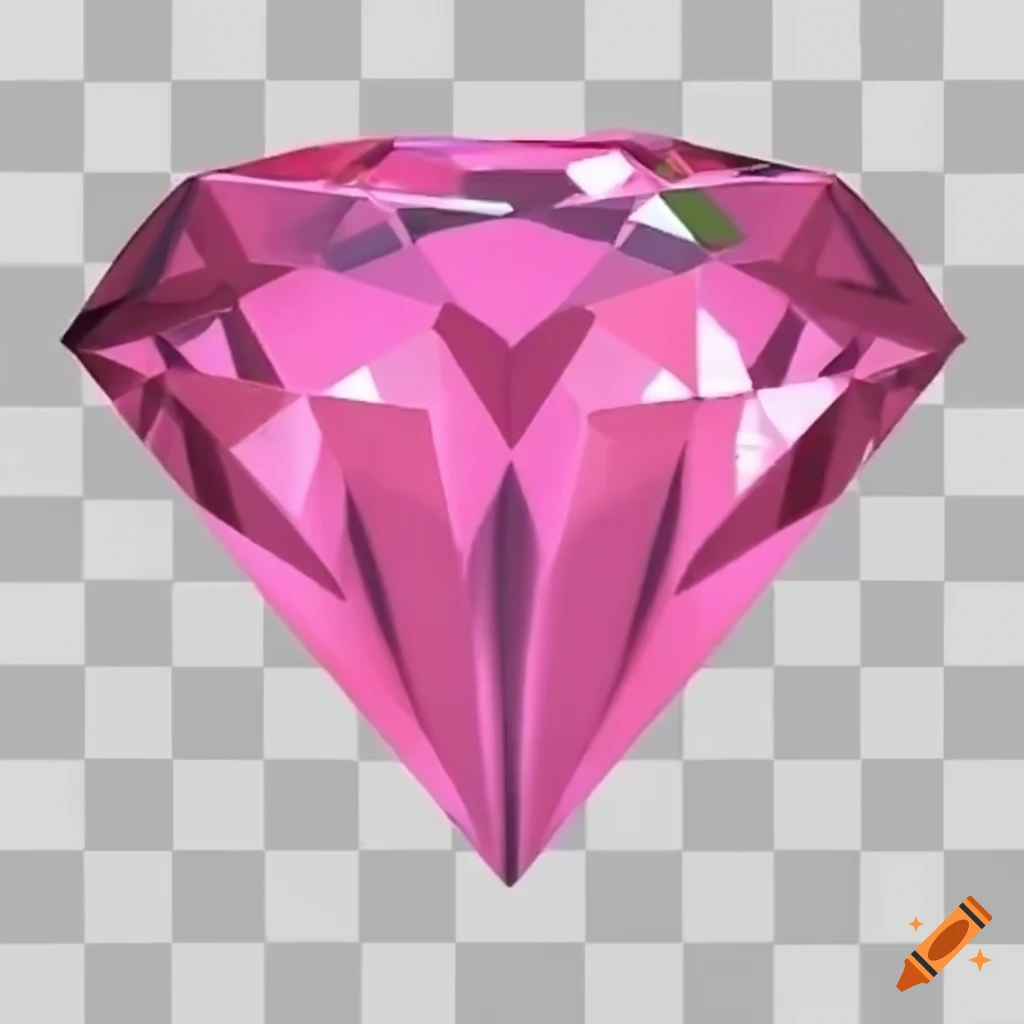 Shiny 3D pink diamond with anime-style Japanese text