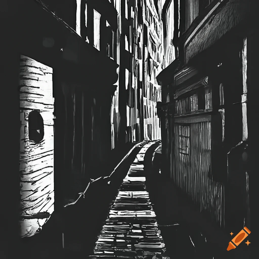 Yellow alley with optical illusion in a surreal setting