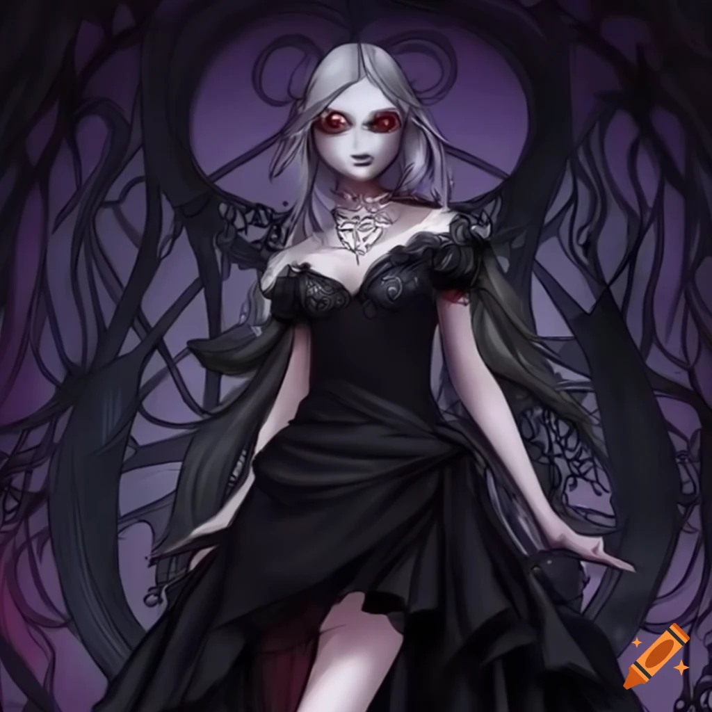 Death sorcerer with black twintails in an enchanted land
