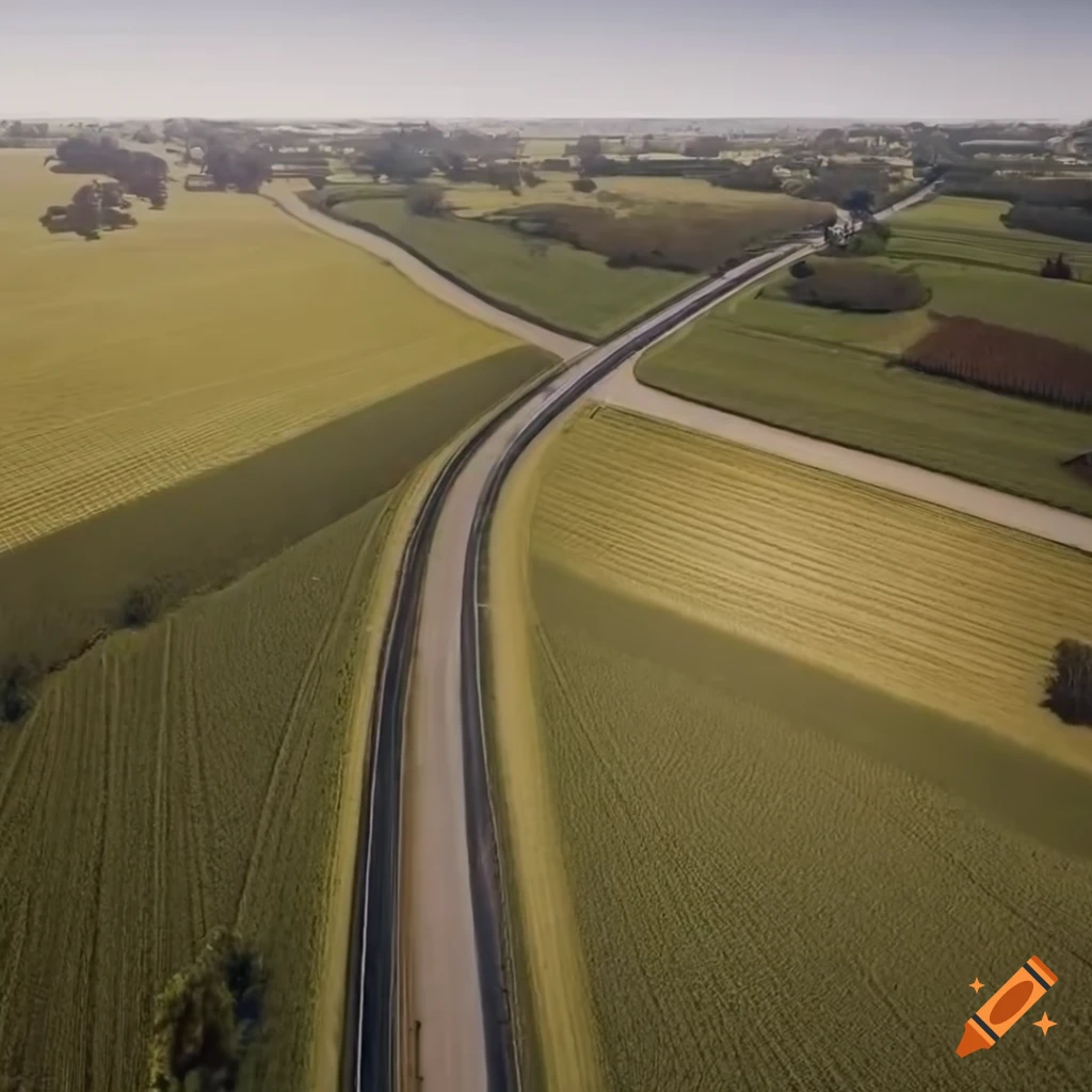 Breathtaking aerial view of technologically advanced Australian countryside with white houses and greenery under clear blue sky