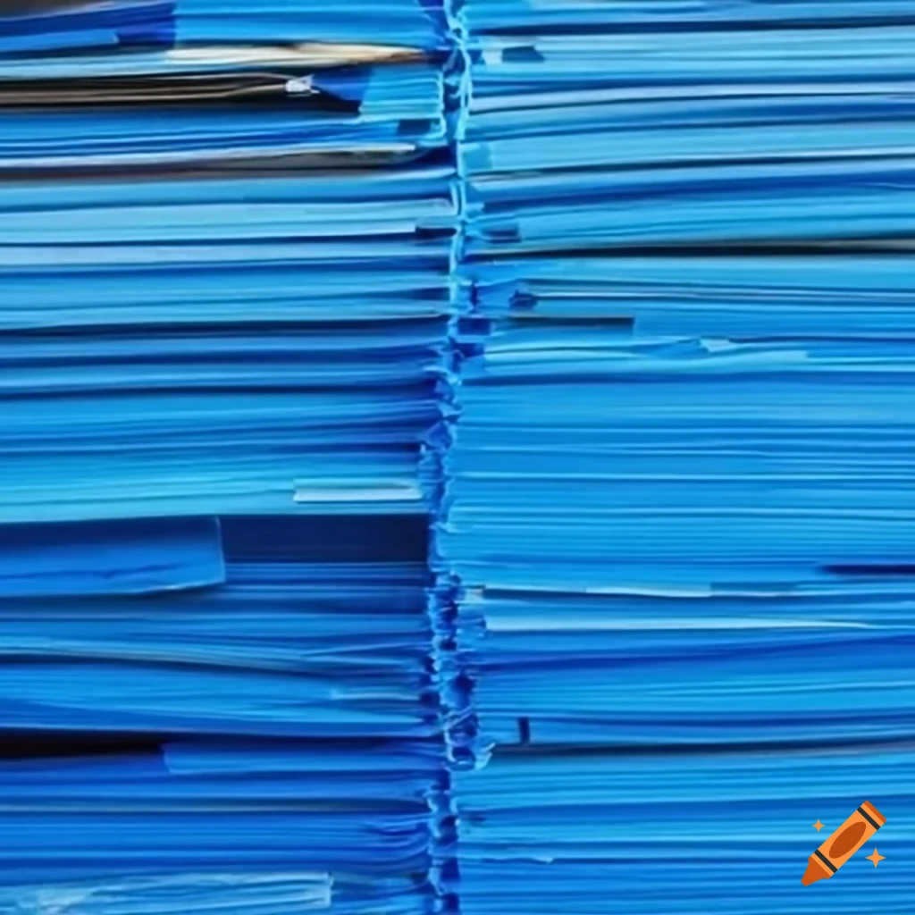 Pile of thin blue stapled magazines with front cover pictures