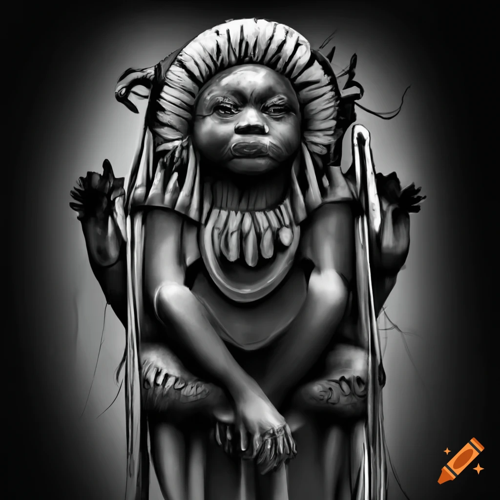 West Africa mythology in black and white