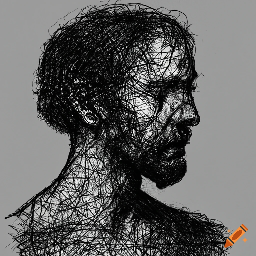 Portrait in the style of Adam Riches scribble portraits with a renaissance touch