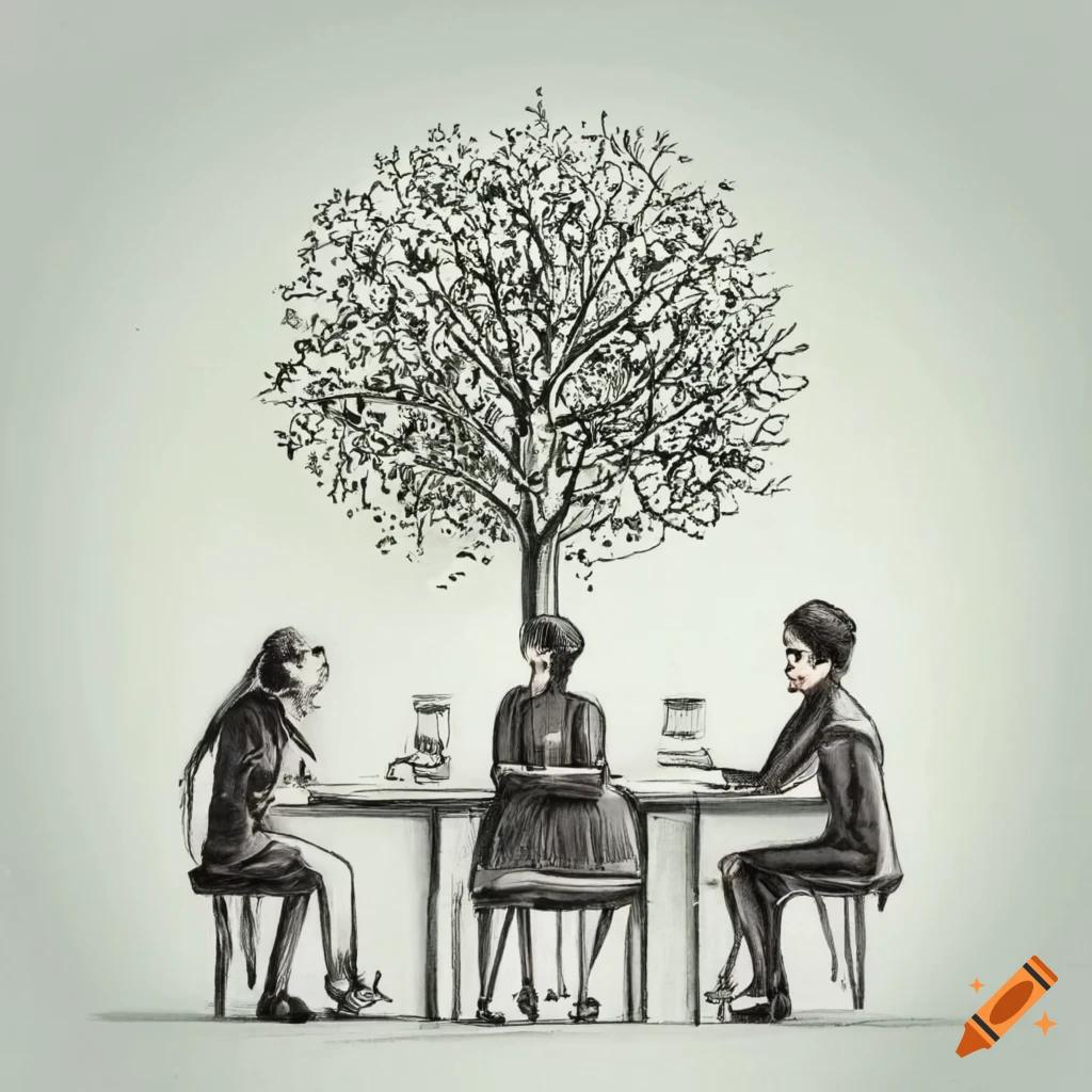Colleagues growing a tree of knowledge together