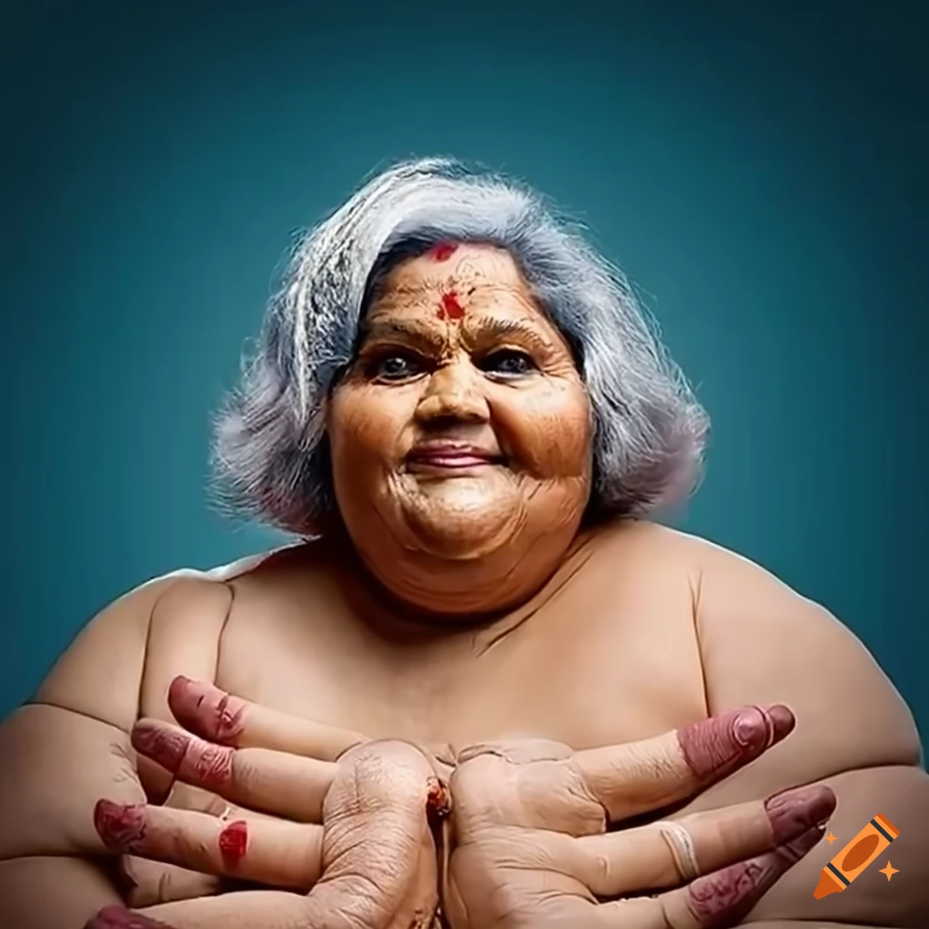 Happy elderly Indian woman showing stop sign with her hands
