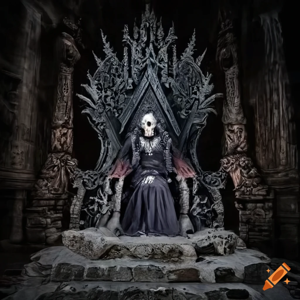 Stone throne with a death theme