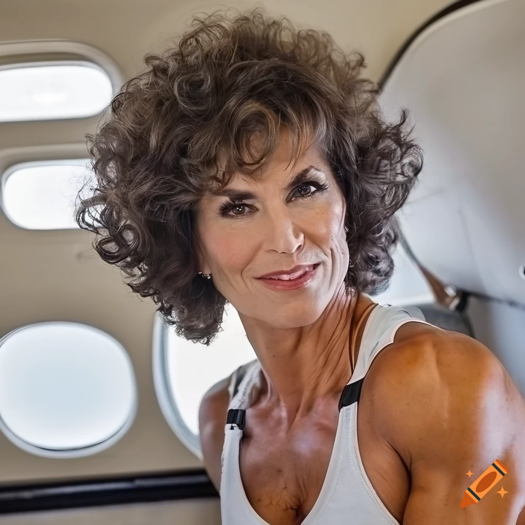 Portrait of muscular 60 year old female bodybuilder rachel mclish in a