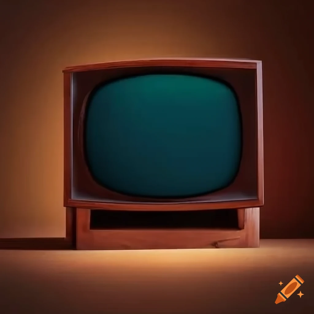 Living room floor with old box TV in center