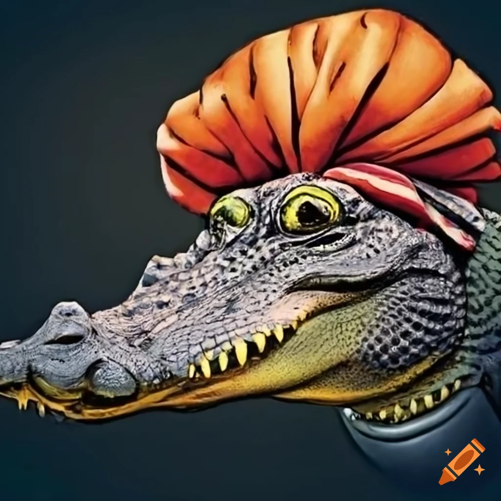 Alligator wearing a turban