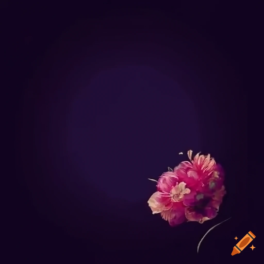 90's vintage VHS styled small floral design on black background