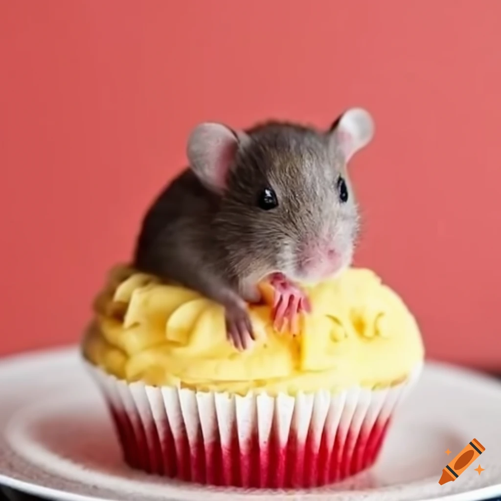 Cupcake with a rat and a dragon fruit inside