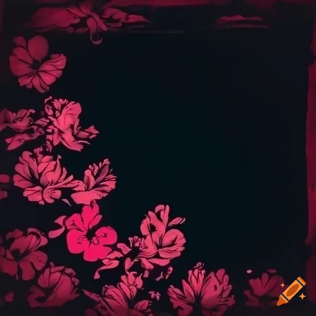 90's vintage VHS style small floral design on black background