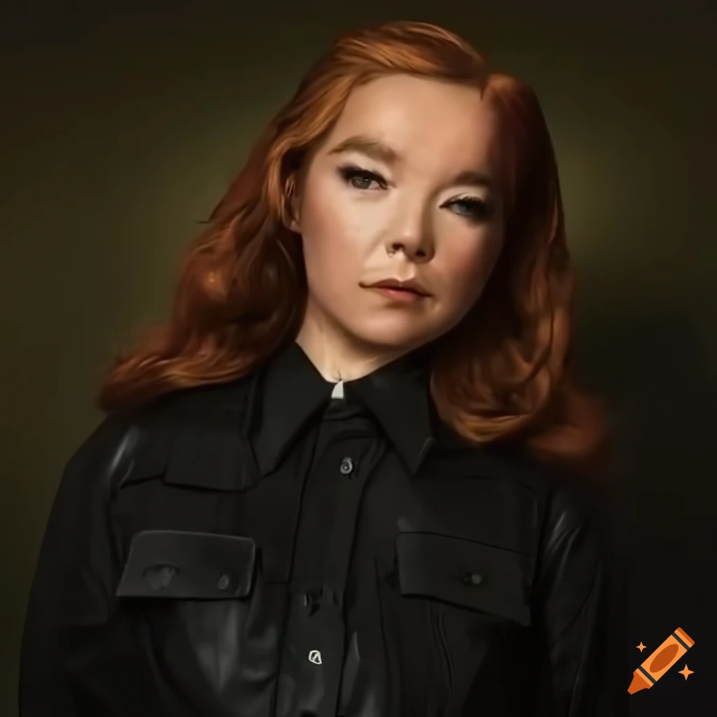 Portrait of a young woman in country plaid shirt and high-waist black leather trousers standing in a caravan doorway