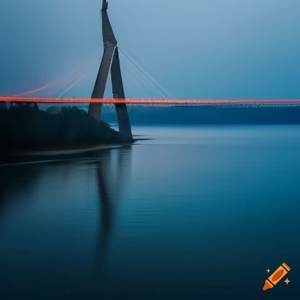 Bridge across river with cable stays