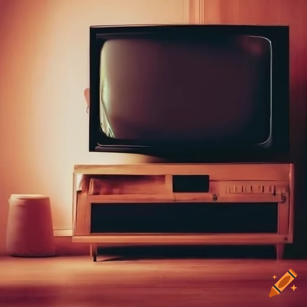 Living room floor with old box TV in center