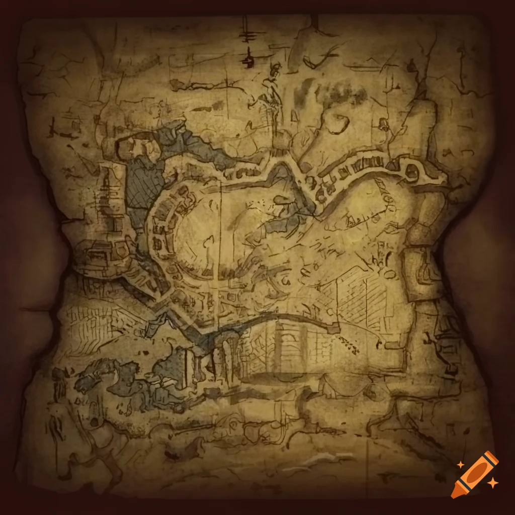 Old map of underground dwarven cave system