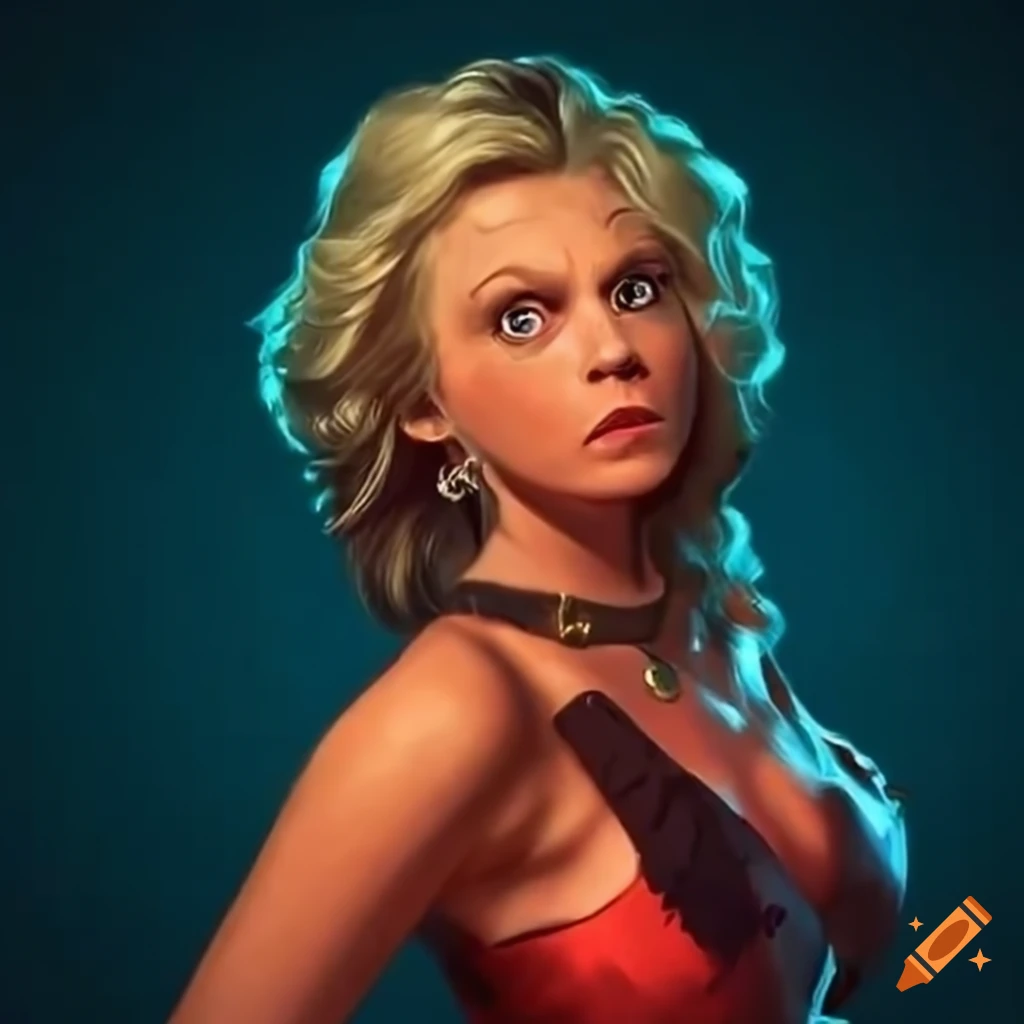 Sorrel Brook from Dukes of Hazzard looking shocked and scared