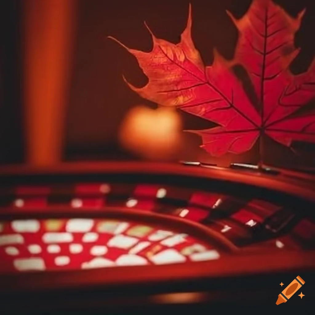 Captivating casino scene with a maple leaf-adorned magazine title
