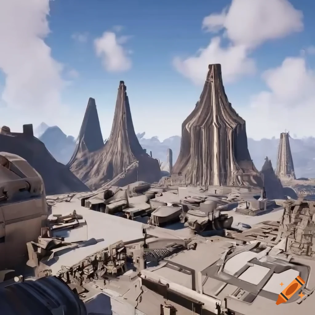 Sci-fi cityscape seen from above created with Unreal Engine 5 on Craiyon