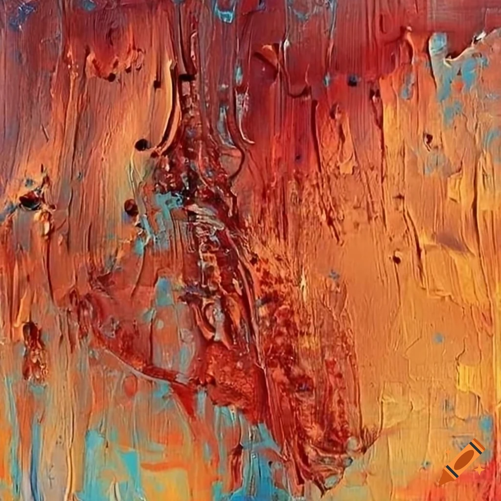 Abstract acrylic painting with vintage background and textured soil element