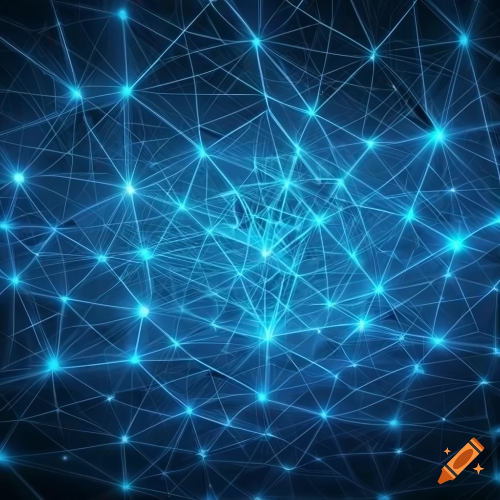 Abstract blue technology background with glowing connection lines and dots in low poly style