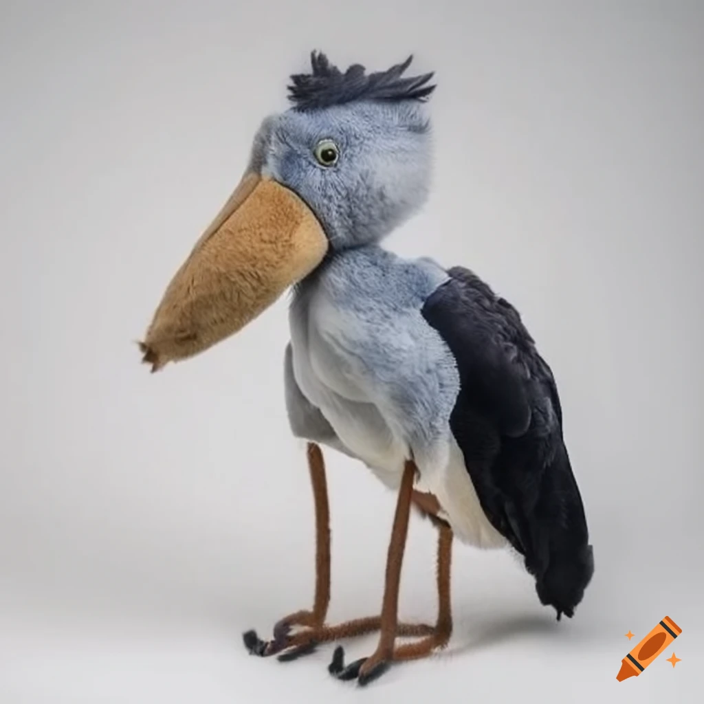 Shoebill stork plush on white background