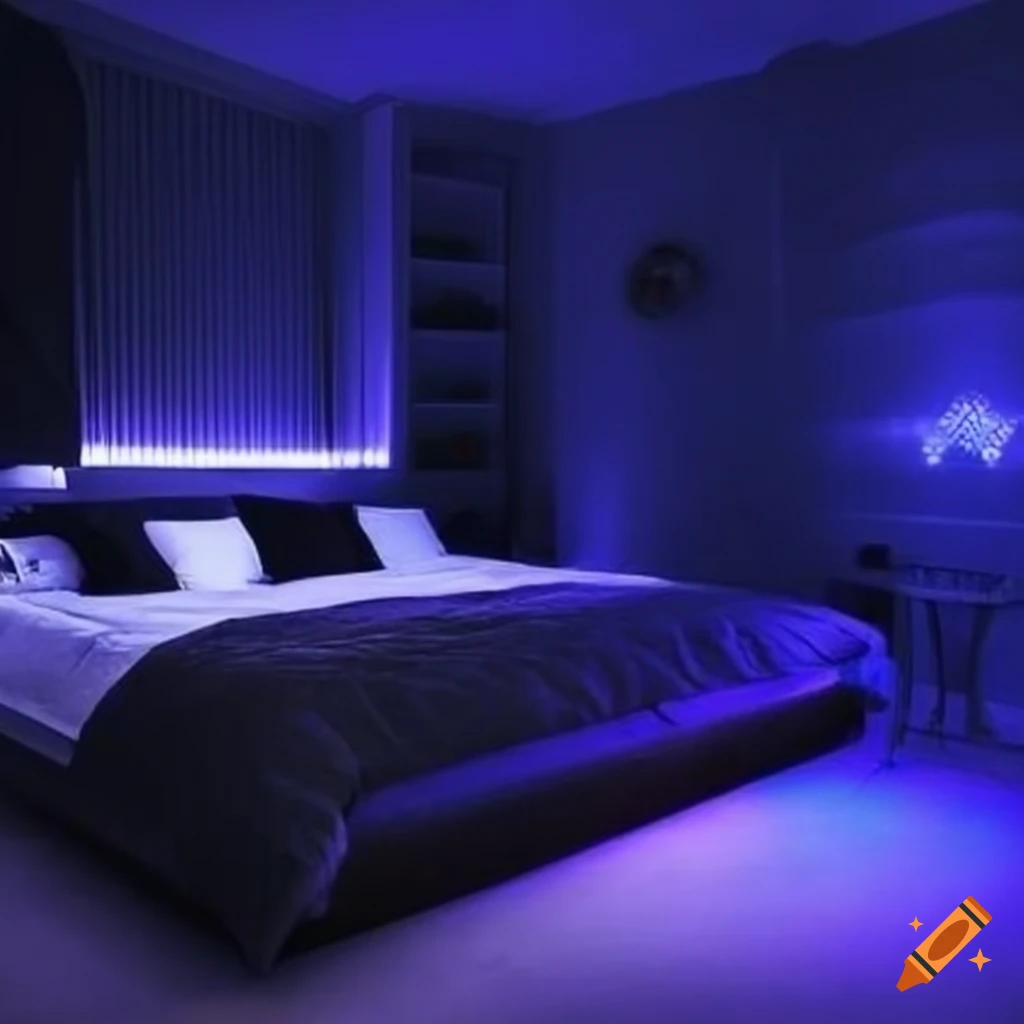 Bedroom with led lights for a modern vibe on Craiyon