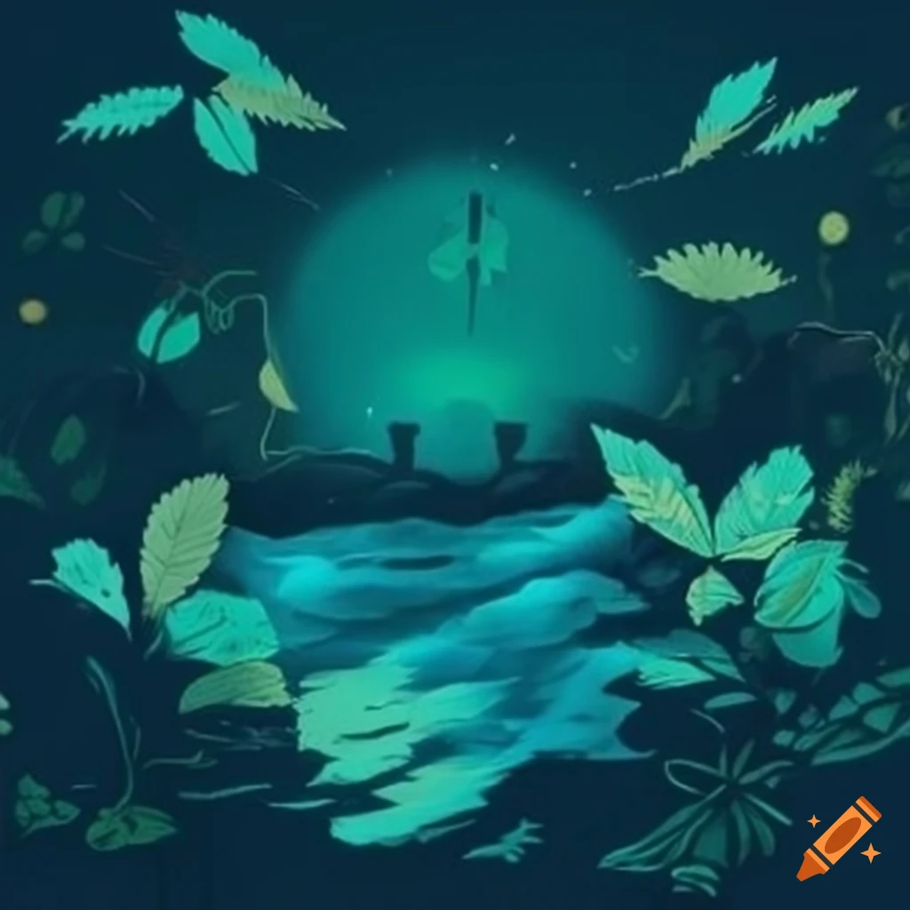 Serene wallpaper design with hidden elements of herbs