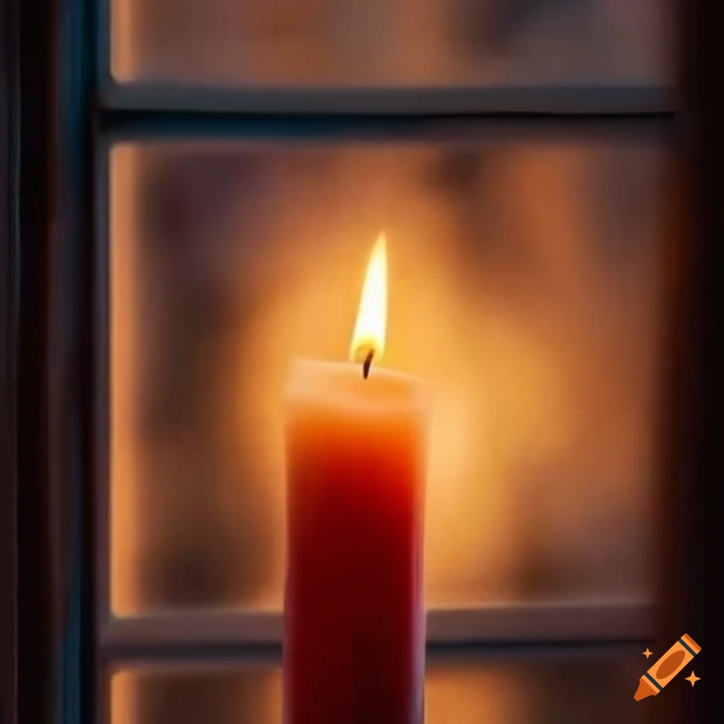 Candle in the window on a dark winter's night on Craiyon