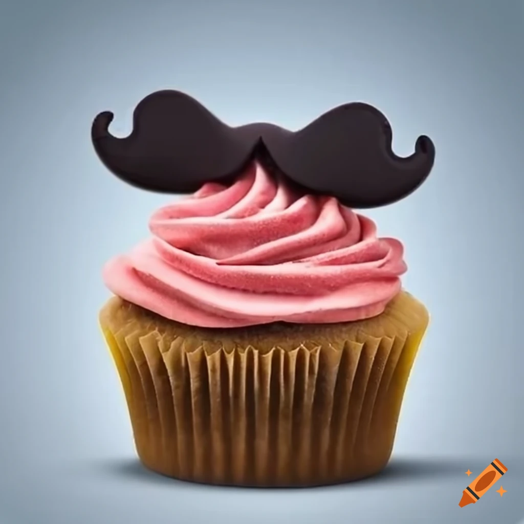 Red velvet cupcake with mustache